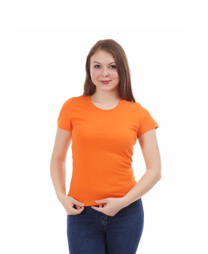 Оранжевая женская футболка оптом - Оранжевая женская футболка оптом