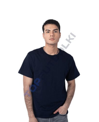 Темно-синяя мужская футболка с лайкрой оптом - Темно-синяя мужская футболка с лайкрой оптом