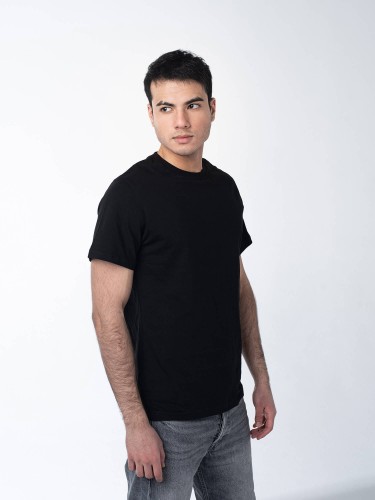 Черная мужская футболка с лайкрой оптом - Черная мужская футболка с лайкрой оптом
