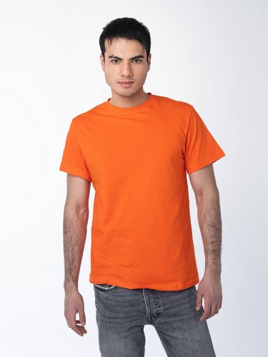 Оранжевая мужская футболка с лайкрой оптом - Оранжевая мужская футболка с лайкрой оптом