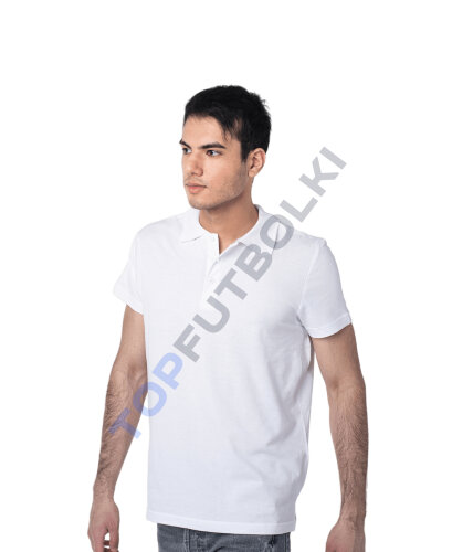 Белая рубашка ПОЛО с эластаном мужская