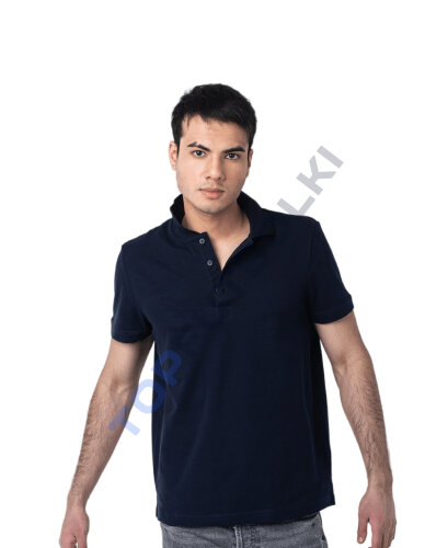 Мужская рубашка ПОЛО с эластаном тёмно-синяя