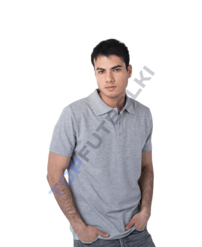 Мужская рубашка ПОЛО с эластаном серый меланж