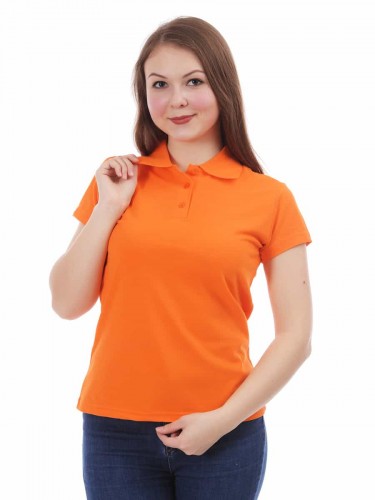Оранжевая рубашка ПОЛО женская оптом фото
