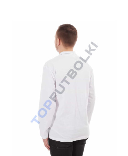 Белая рубашка ПОЛО с длинным рукавом мужская оптом - Белая рубашка ПОЛО с длинным рукавом мужская оптом