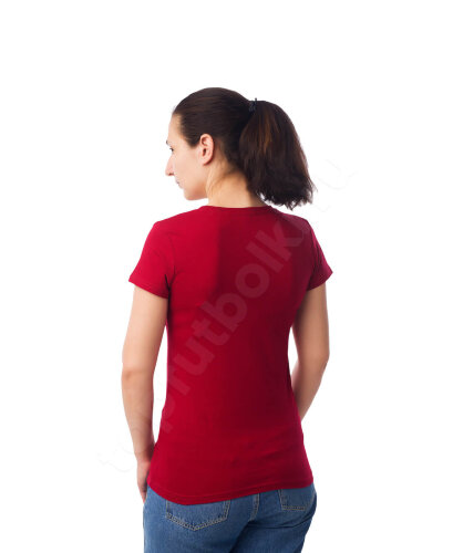 Бордовая женская футболка оптом - Бордовая женская футболка оптом